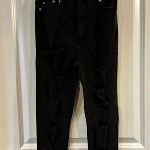 Black Distressed Skinny Jeans – Women’s Size 9/10 – Stretch Denim